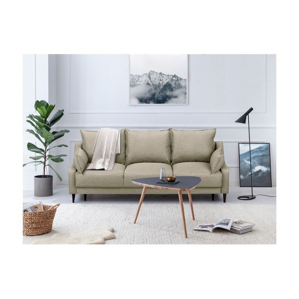 Béžová rozkladacia pohovka s úložným priestorom Mazzini Sofas Ancolie, 215 cm-image-3
