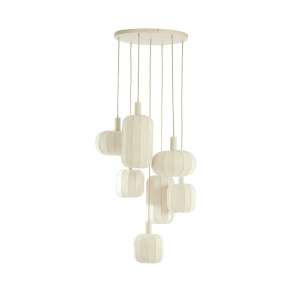 Krémovobiele závesné svietidlo s textilným tienidlom ø 50 cm Tufia – Light & Living