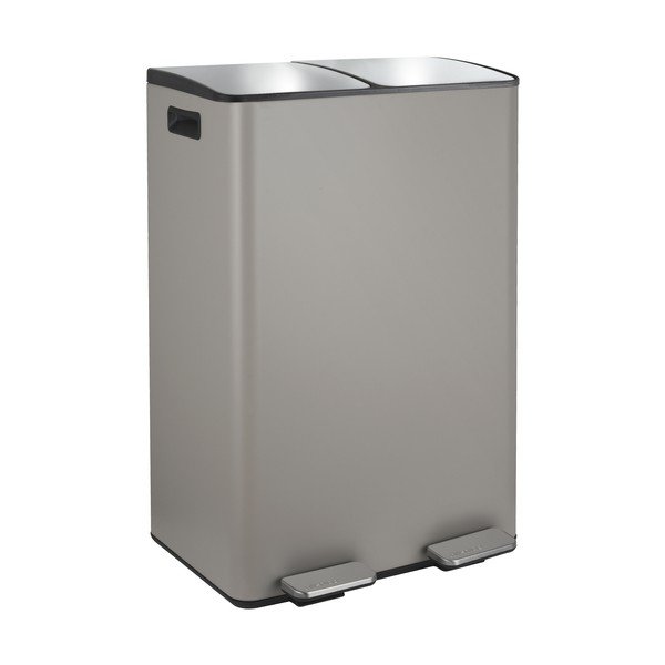 Taupe oceľový odpadkový kôš 2x30 l na triedený odpad/nášľapný Aliya – Spirella