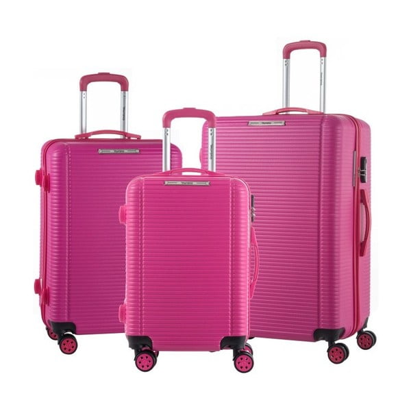 Sada 3 ružových cestovných kufrov na kolieskách Murano Vivienne