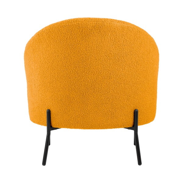 Okrovožlté kreslo z textílie buklé Noble – Leitmotiv-image-4