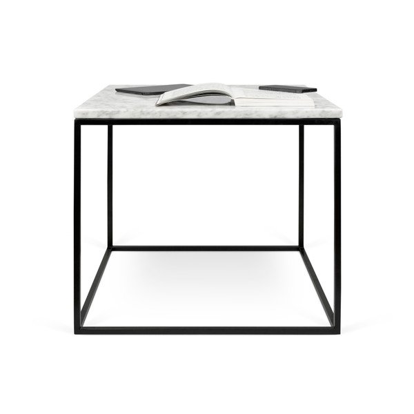 Konferenčný stolík s čiernou podnožou a bielou mramorovou doskou TemaHome Gleam, šírka 50 cm-image-3