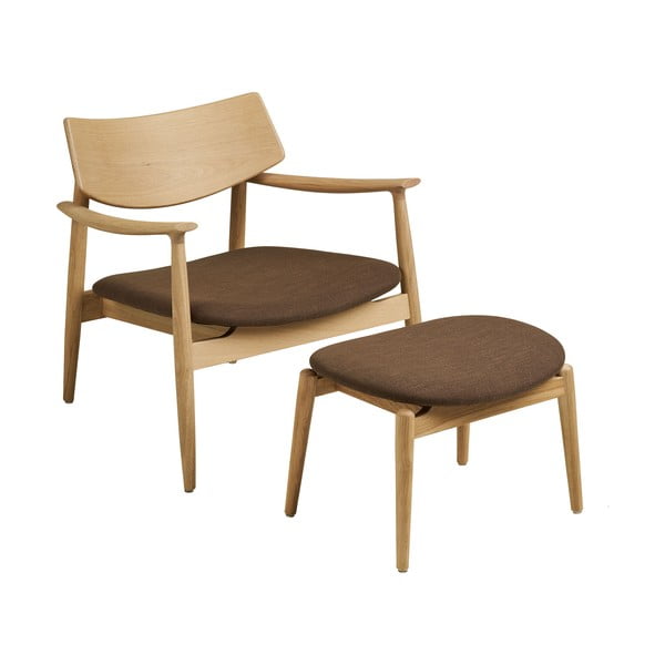 Hnedé kreslo s podnožkou Olvera – House Nordic