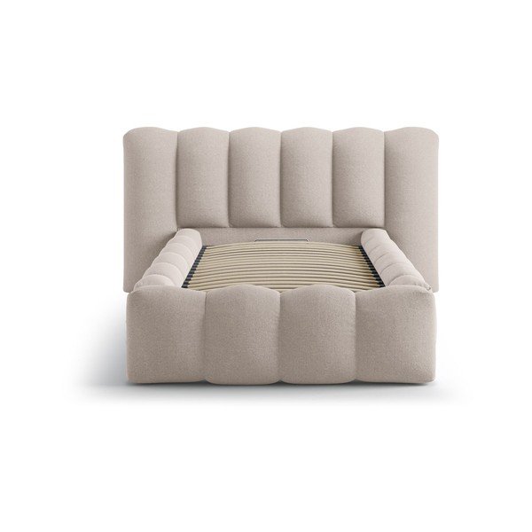 Svetlohnedá čalúnená jednolôžková posteľ s úložným priestorom s roštom 90x200 cm Lupine – Micadoni -image-3