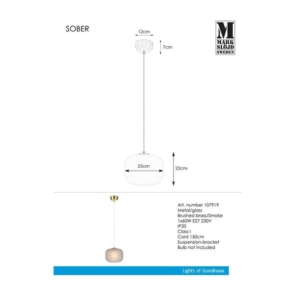 Závesné svietidlo Markslöjd Sober Pendant 1L Smoke-image-2