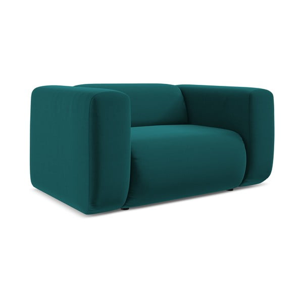 Tyrkysovomodré zamatové kreslo Ekahi – Makamii