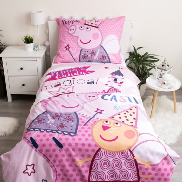 Ružové detské bavlnené obliečky Jerry Fabrics Peppa Pig, 140 x 200 cm-image-1
