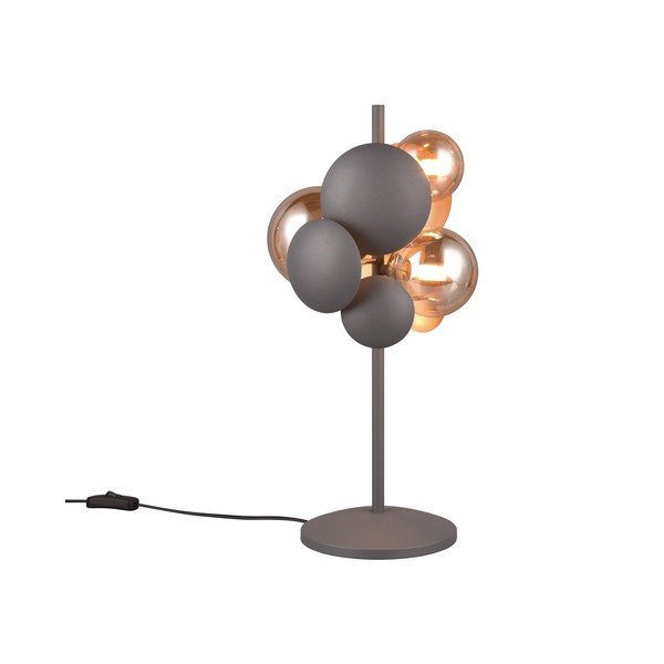 Stolová lampa so skleneným tienidlom v sivo-zlatej farbe (výška 50 cm) Bubble – Trio Select-image-1