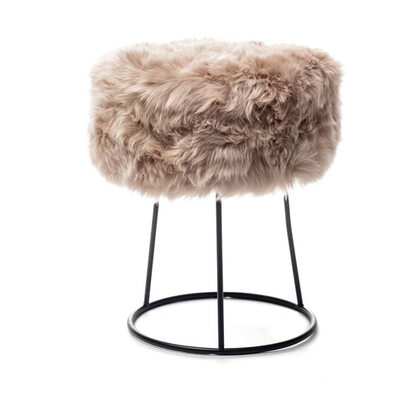 Stolička so svetlohnedým sedadlom z ovčej kožušiny Royal Dream, ⌀ 36 cm