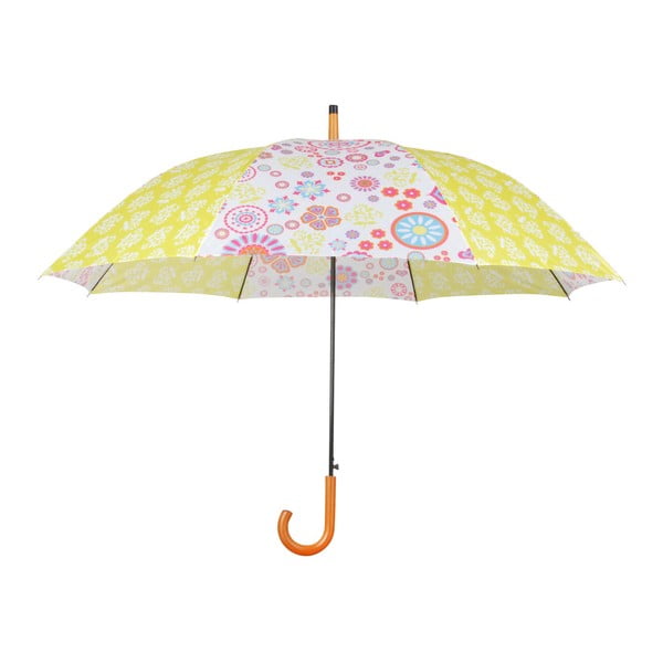 Žltý dáždnik s drevenou rukoväťou Esschert Design Flowers