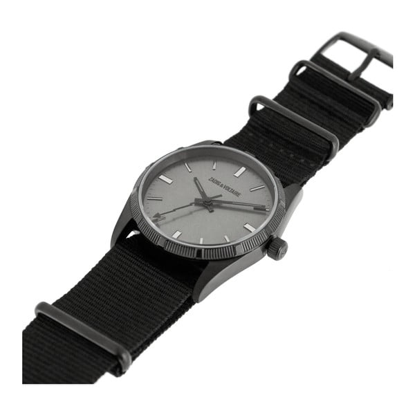 Čierne unisex hodinky s nylonovým remienkom Zadig & Voltaire