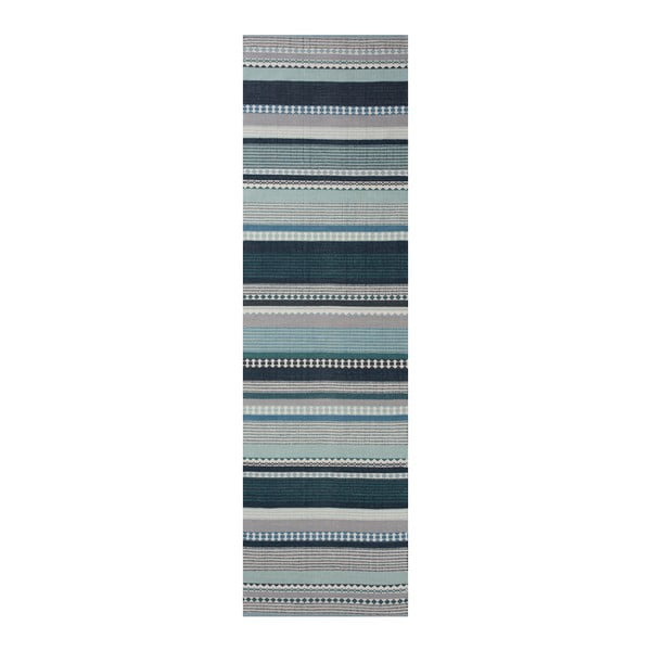 Modrý bavlnený koberec Linie Design Hibiscus, 80 x 280 cm