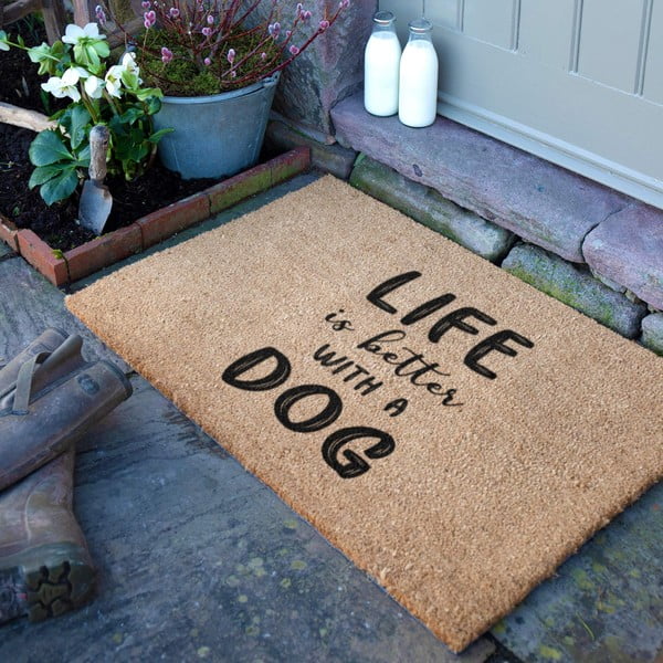 Rohožka z kokosového vlákna 40x60 cm Life Is Better With & Dog – Artsy Doormats-image-2