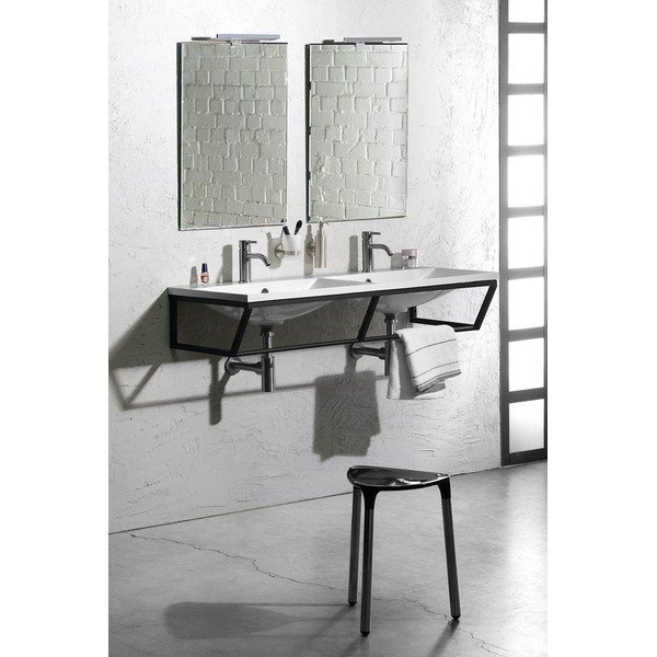 Čierny oceľový závesný podstavec pod umývadlo 120x20 cm Ska – Sapho-image-2