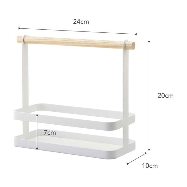 Biely stojan s detailom z bukového dreva na dochucovadlá YAMAZAKI Tosca-image-3