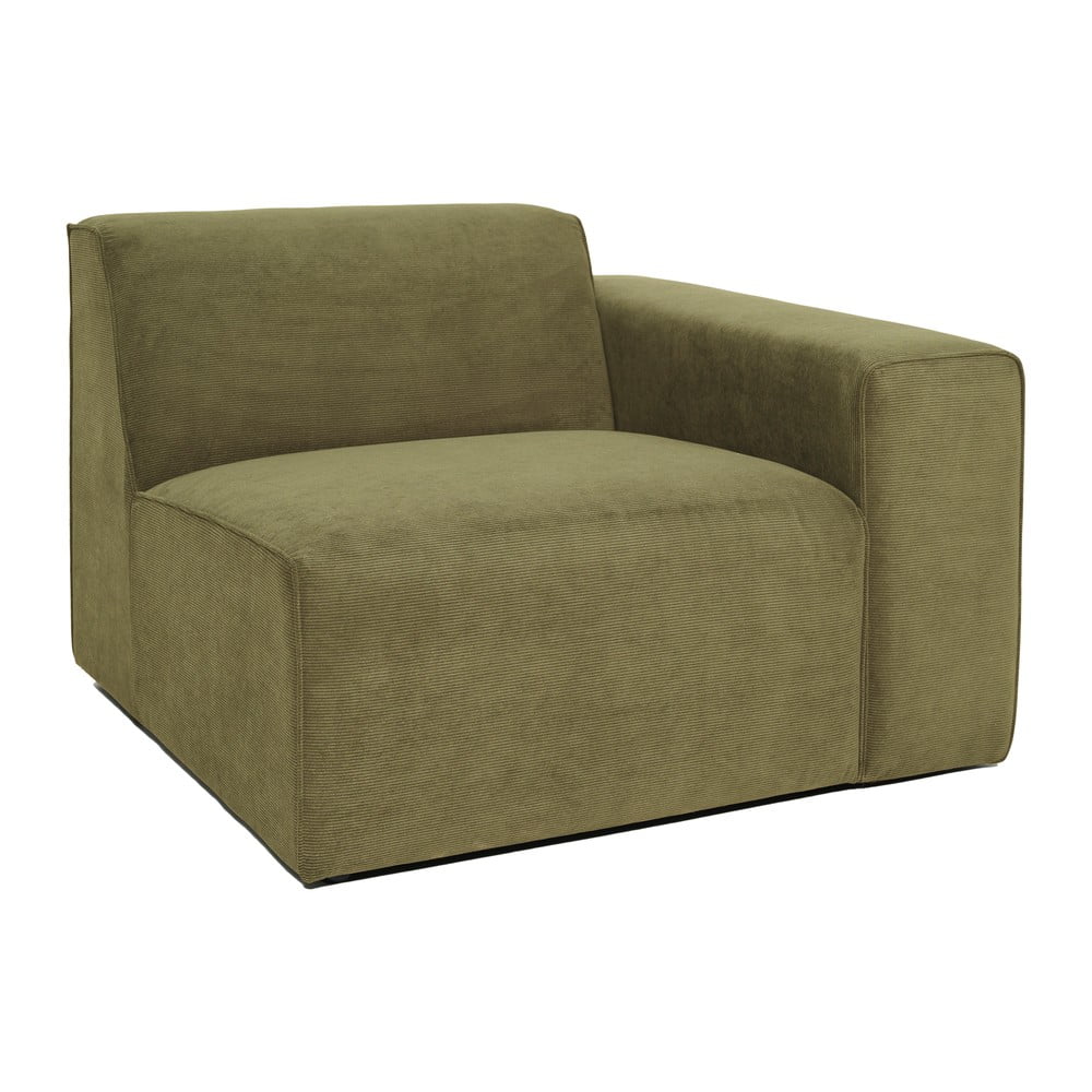 Zelený menčestrový modul pohovky (pravý roh) Sting - Scandic