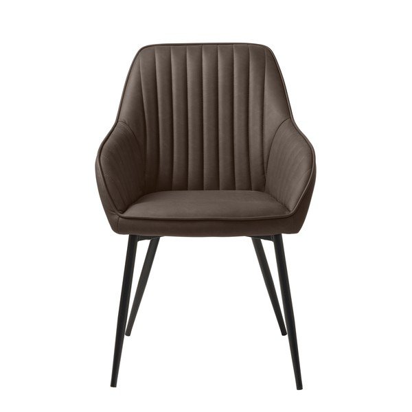 Tmavohnedé čalúnené jedálenské kreslo s podrúčkami Melfort – Unique Furniture-image-1