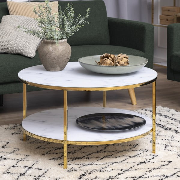 Konferenčný stôl so sklenenou doskou Actona Alisma, ⌀ 80 cm-image-1