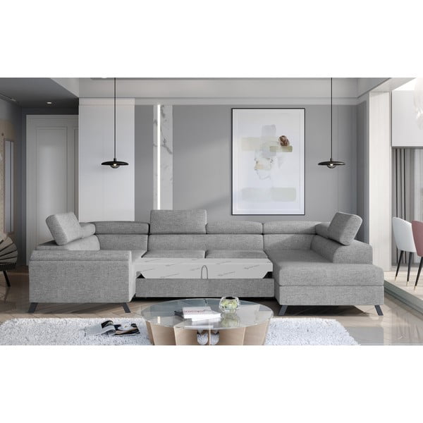 Svetlosivá rozkladacia/s úložným priestorom rohová pohovka (pravý roh/do tvaru "U") Escada – ELTAP-image-2