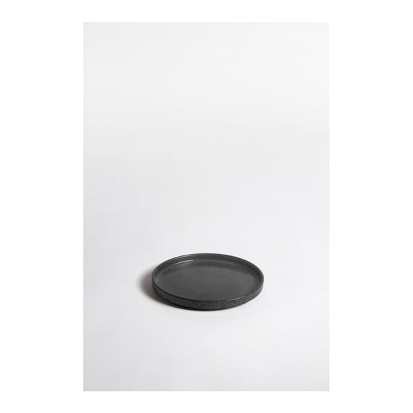 Keramická čierna tácka ComingB Assiette Granite Noir PM, ⌀ 16,5 cm