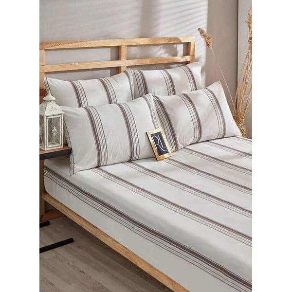 Hnedo-béžové bavlnené predĺžené obliečky na dvojlôžko 200x220 cm – Mila Home-image-1