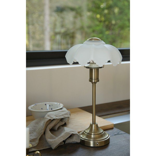 Biela/v mosadznej farbe sklenená so stmievačom/prenosná stolová lampa (výška  35 cm) Kurage – Markslöjd-image-1