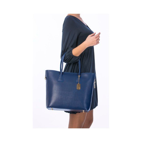 Modrá kabelka z pravej kože Federica Bassi Camila-image-4