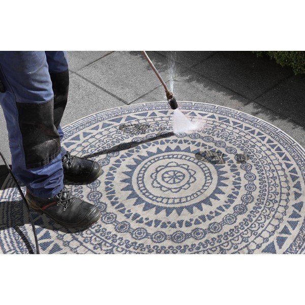 Modro-krémový vonkajší koberec NORTHRUGS Coron, ø 140 cm-image-4