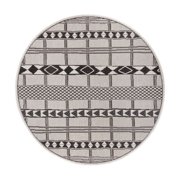 Čierno-sivý vonkajší koberec Ragami Madrid, ø 120 cm