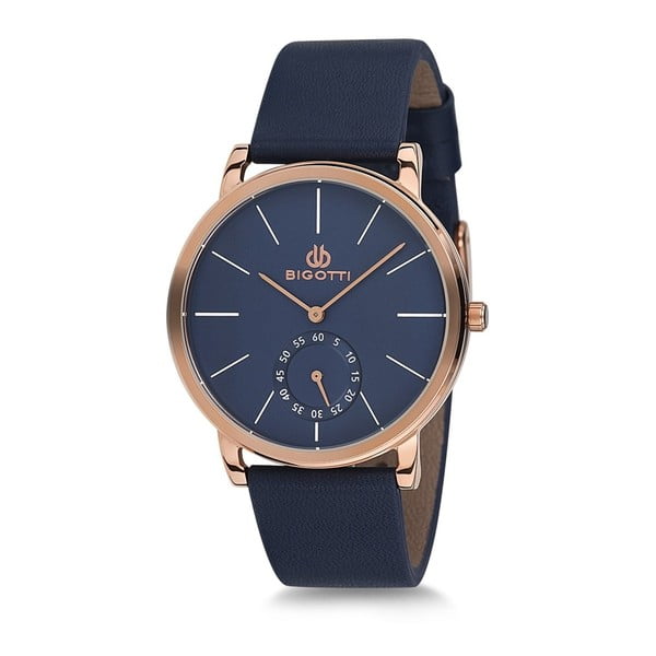 Pánske hodinky s modrým koženým remienkom Bigotti Milano Thomas