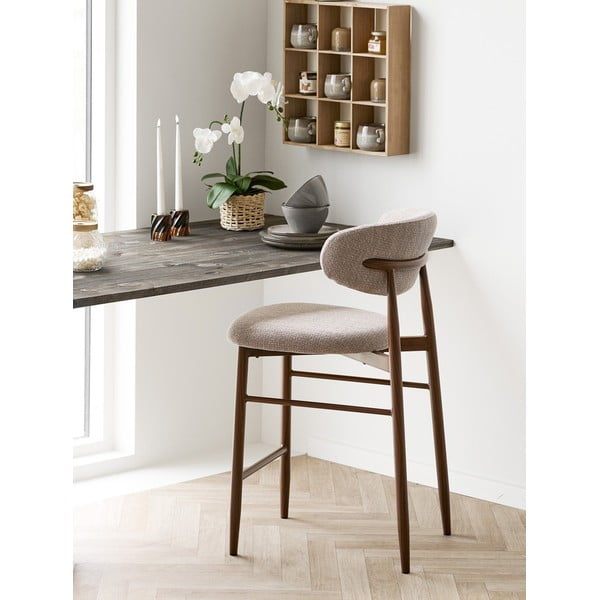 Béžová/tmavohnedá čalúnená barová stolička (výška sedadla 65 cm) Levanto – House Nordic-image-1