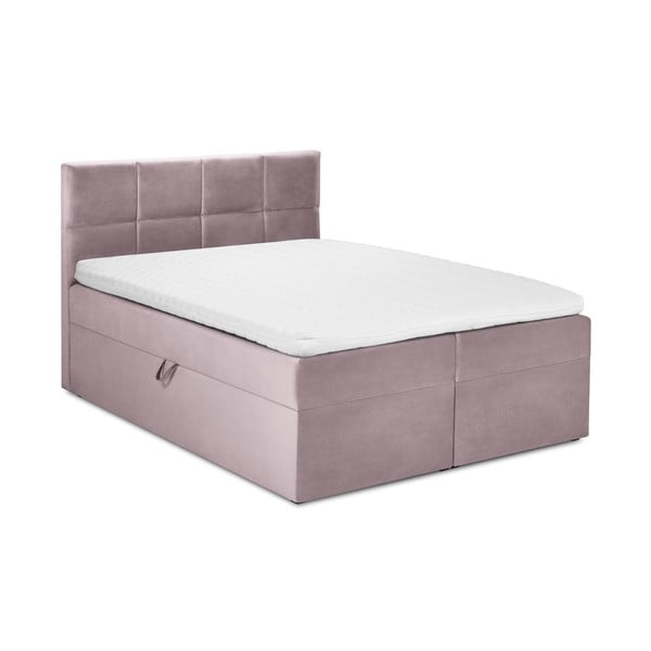 Ružová zamatová dvojlôžková posteľ Mazzini Beds Mimicry, 160 x 200 cm