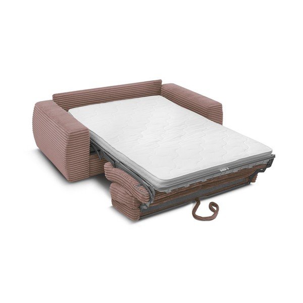 Ružová menčestrová pohovka na každodenné spanie/rozkladacia 220 cm Hugo – Bobochic Paris-image-4