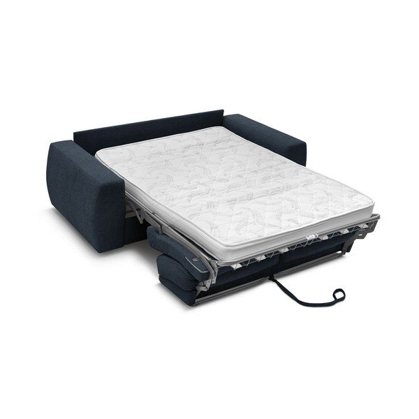 Tmavomodrá ženilková pohovka na každodenné spanie/rozkladacia 220 cm Hugo – Bobochic Paris-image-4