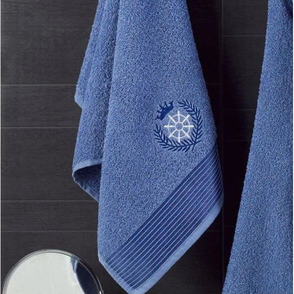 Modrý bavlnený župan a uterák v súprave veľkosť S/M – Mila Home-image-2