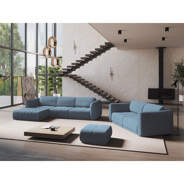 Svetlomodrá rohová pohovka (ľavý roh) Hoku – Makamii-image-1