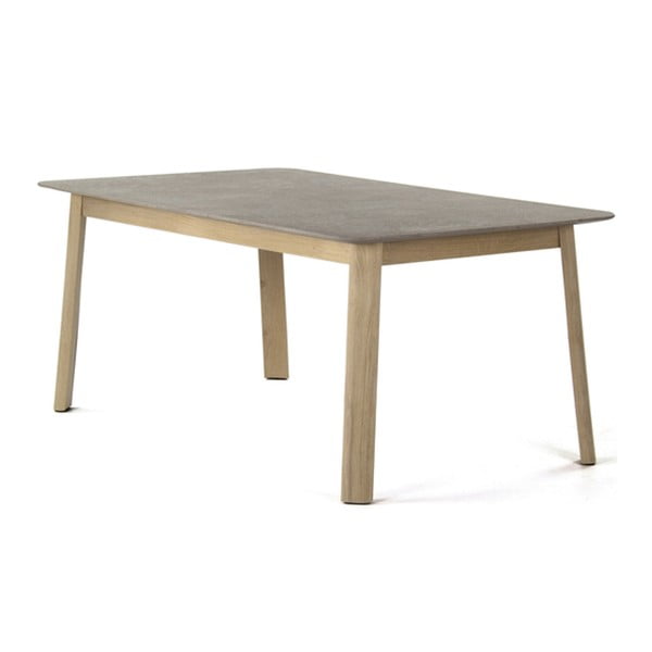 Sivý jedálenský stôl z dubového dreva PLM Barcelona, 200 x 100 cm