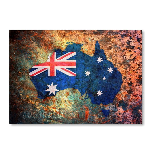 Plagát s mapou Austrálie Americanflat Flag, 60  ×   42 cm