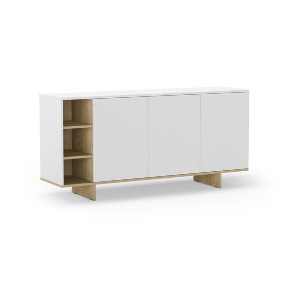 Biela nízka komoda v dekore duba 170x80 cm Cequoia – Marckeric-image-2