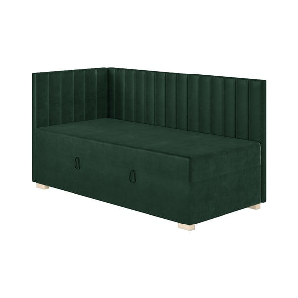 Tmavozelená rohová detská posteľ s úložným priestorom s matracom 90x200 cm Snugi – Ghado-image-3