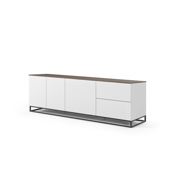 Matne biely televízny stolík s doskou v dekore orechového dreva TemaHome Join, 200 × 65 cm-image-3