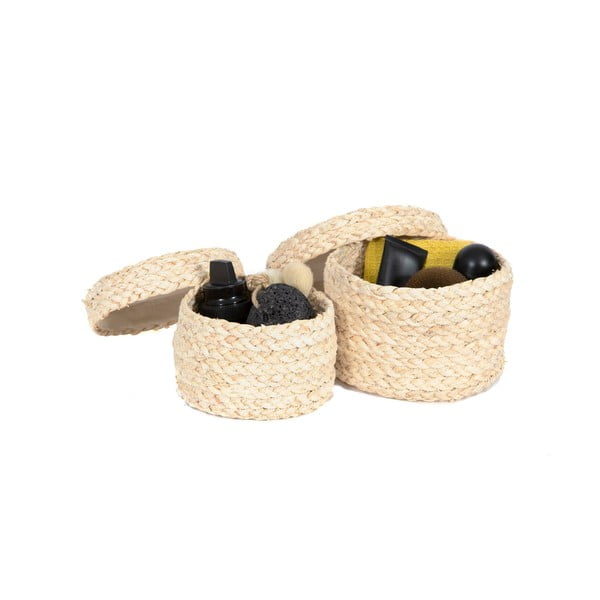 Súprava 2 úložných košíkov z kukuričného lana Compactor-image-1