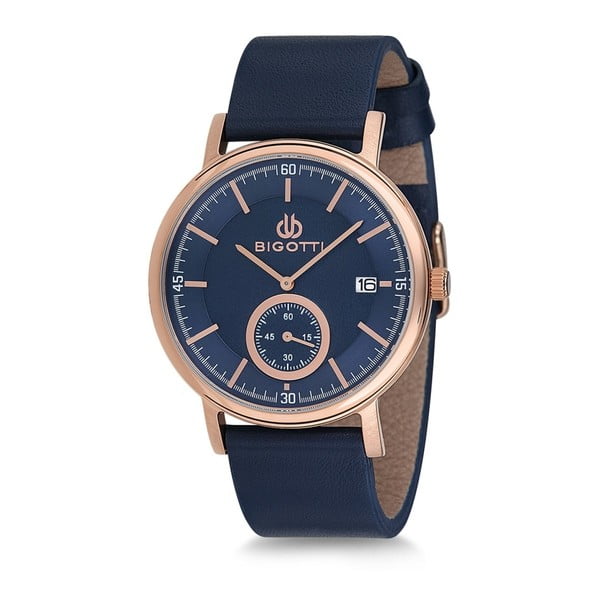 Pánske hodinky s modrým koženým remienkom Bigotti Milano Oceanias
