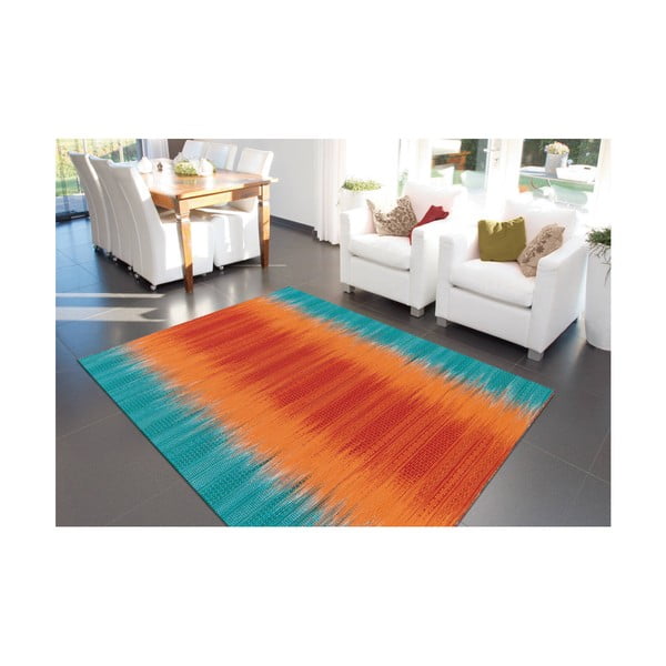 Oranžovo-modrý ručne vyrábaný koberec Arte Espina Sunset 8070, 90 × 160 cm