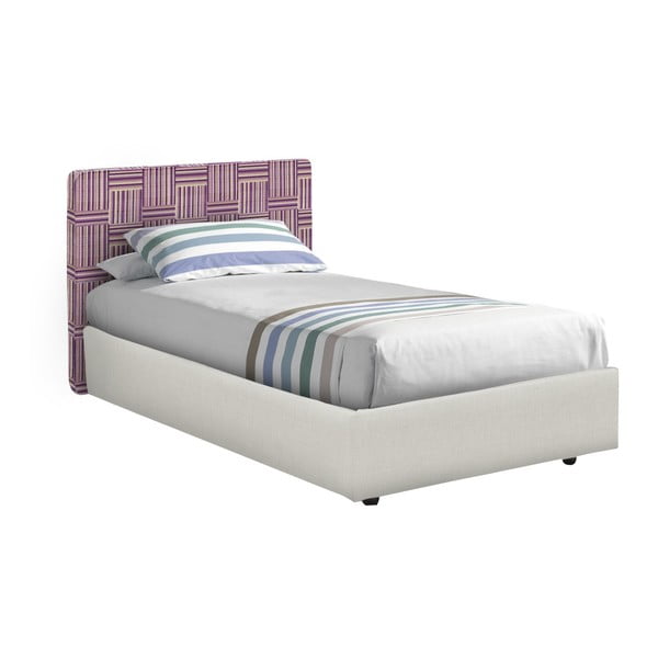 Bielo-fialová jednolôžková posteľ 13Casa Ninfea, 80 × 190 cm
