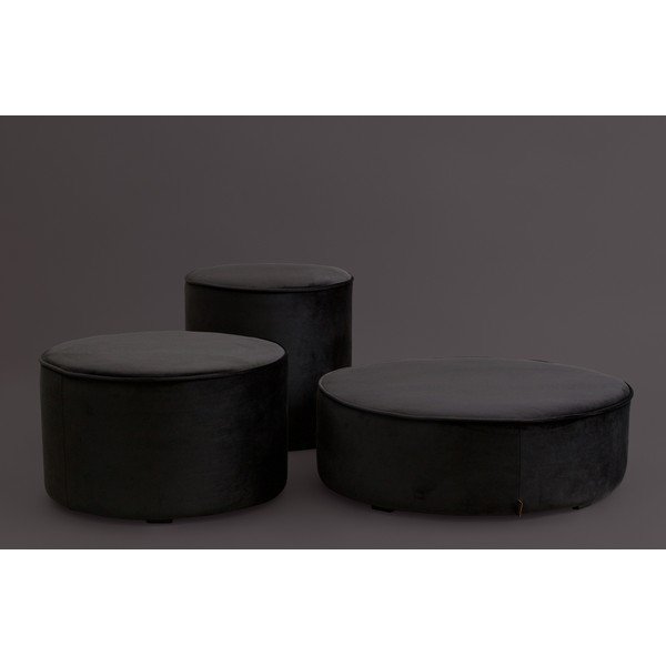 Čierny zamatový puf WOOOD Sara, ⌀ 46 cm-image-1