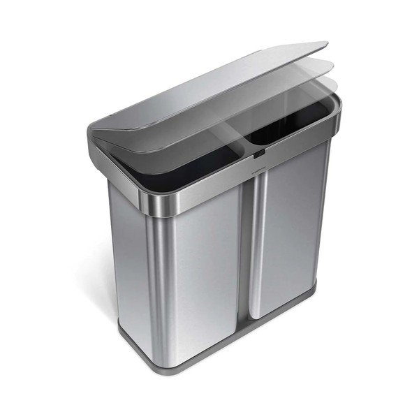 Bezdotykový odpadkový kôš na triedený odpad z nerezovej ocele 58 l Dual - simplehuman-image-4