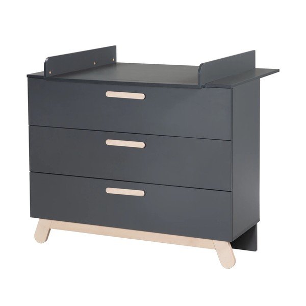 Antracitovosivá nízka detská komoda s prebaľovacím pultom 117x103 cm Jara – Roba