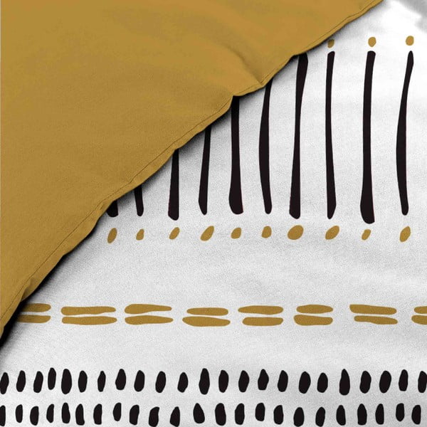 Bavlnené obliečky na dvojlôžko/predĺžené v horčicovej farbe/bielej 240x220 cm Chicago – douceur d'intérieur-image-3