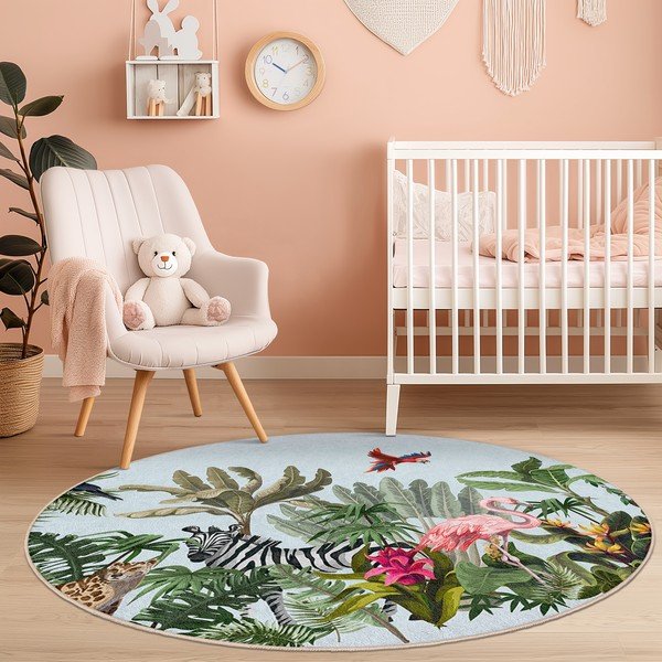 Prateľný detský koberec ø100 cm Jungle – Mila Home-image-3